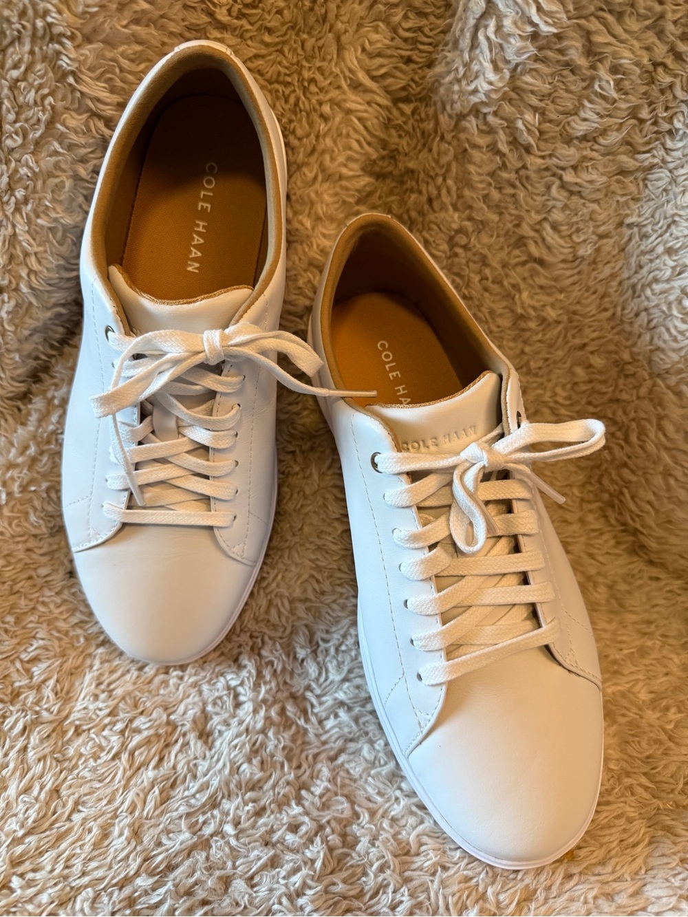 Cole Haan Women's White Leather Low-Top Sneakers - Clean Casual Style - Picture 2 of 4